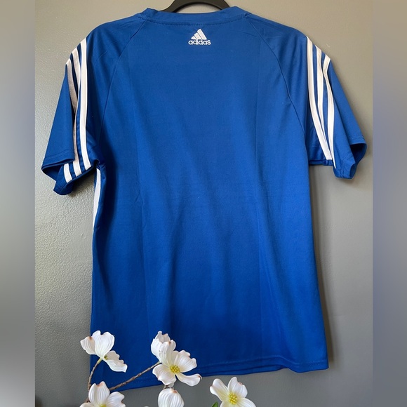 Adidas: Royal Blue Stripped Jersey - Picture 5 of 9